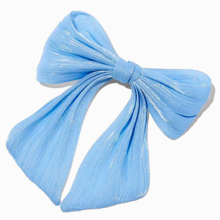 Blue Organza Hair Bow Clip,