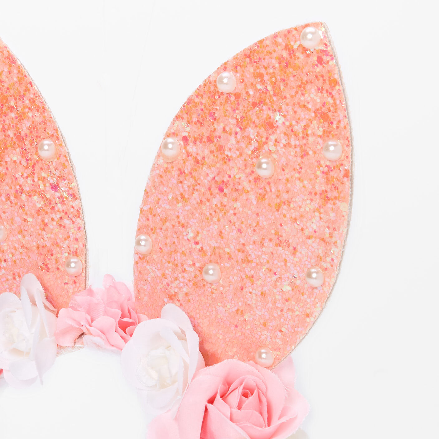 Easter Bunny Pearls Flowers Ears Headband,