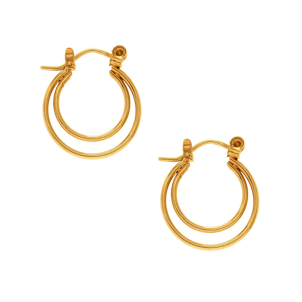 18kt Gold Plated Double Hoop Earrings,