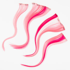 Ombre Faux Hair Clip In Extensions - Pink, 2 Pack,