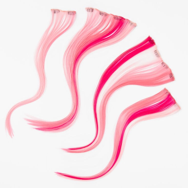 Ombre Faux Hair Clip In Extensions - Pink, 2 Pack | Claire's US