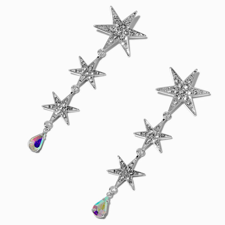 Silver-tone Large Star Drop Earrings,