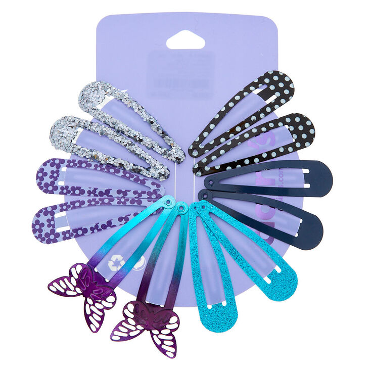 Sequin Butterfly Snap Hair Clips - 12 Pack,