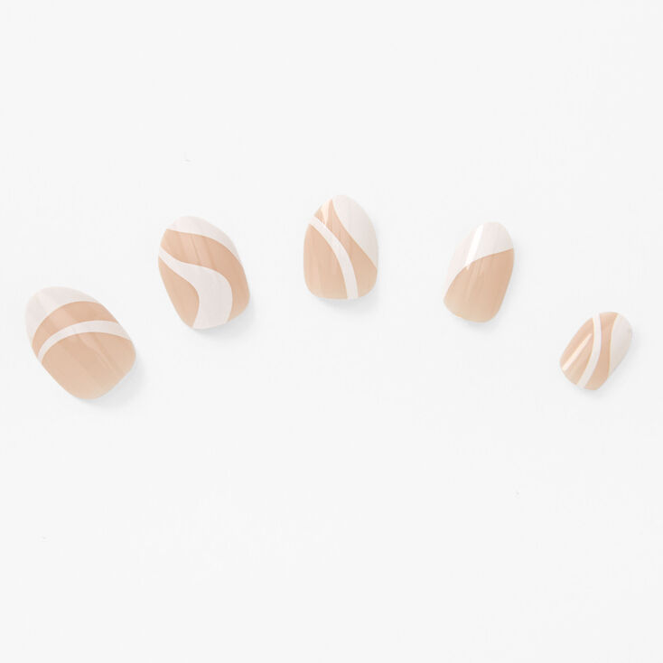 White Swirl Stiletto Press On Vegan Faux Nail Set - 24 Pack,