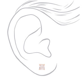 Rose Gold-tone Cubic Zirconia 6mm Round Stud Earrings,