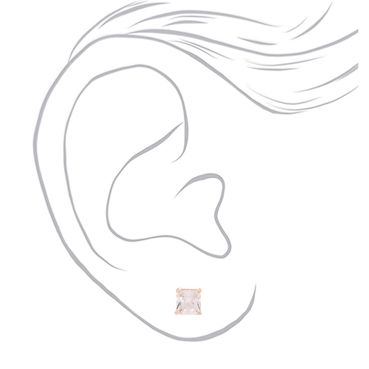 Clous d&rsquo;oreilles ronds avec strass en zircon cubique d&rsquo;imitation couleur dor&eacute; rose - 6&nbsp;mm,