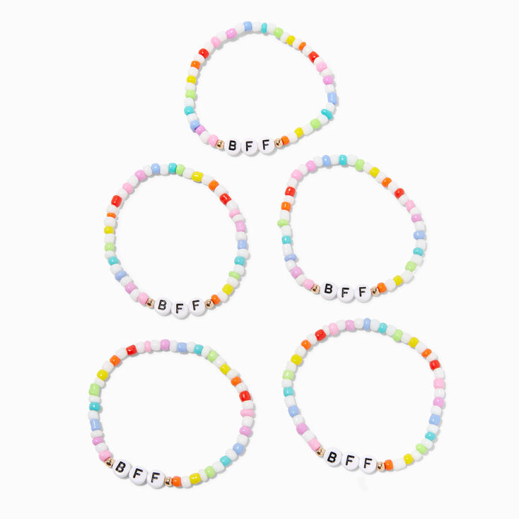 Best Friends Rainbow Beaded Stretch BFF Bracelets - 5 Pack,