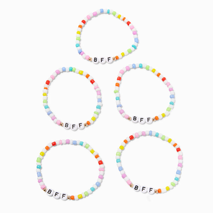 Best Friends Rainbow Seed Bead Stretch Bracelets - 5 Pack,