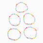 Best Friends Rainbow Seed Bead Stretch Bracelets - 5 Pack,
