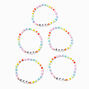 Best Friends Rainbow Beaded Stretch BFF Bracelets &#40;5 Pack&#41;,