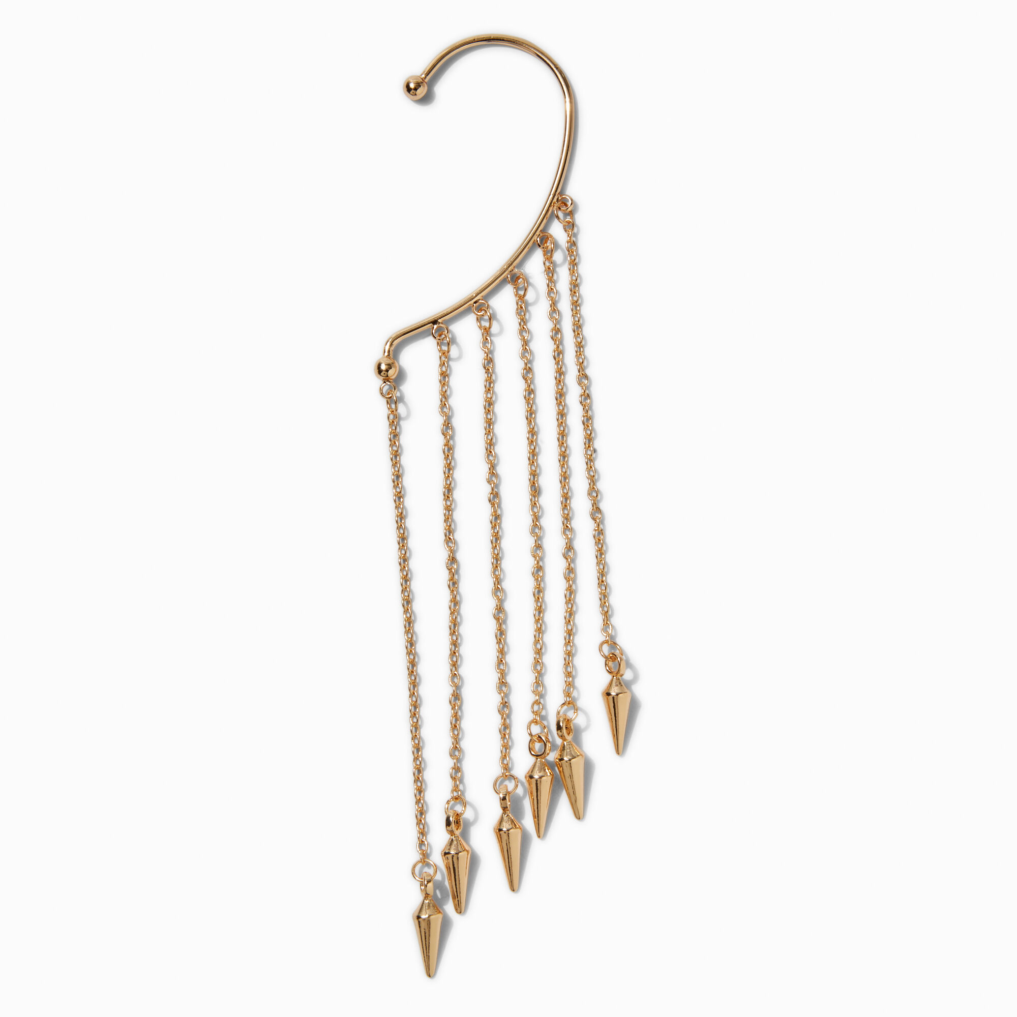View Claires Tone Spike Fringe Ear Cuff Gold information