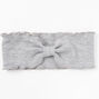 Ribbed Knotted Ruffle Headwrap - Gray,