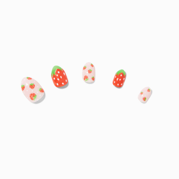 Strawberry Polka Dot Stiletto Press On Vegan Faux Nail Set - 24 Pack,