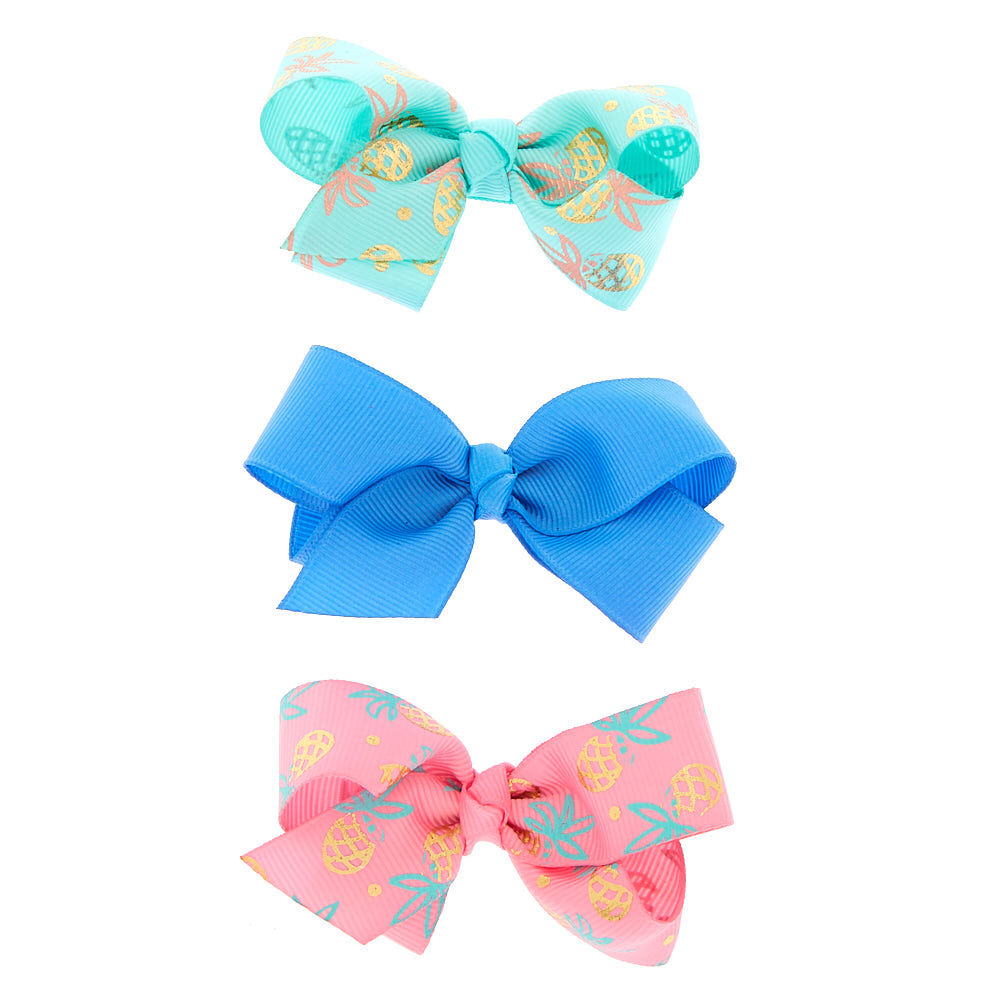Claire's Club Pineapple Bow Hair Clips - 3 Pack,