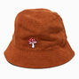 Embroidered Mushroom Sueded Bucket Hat,