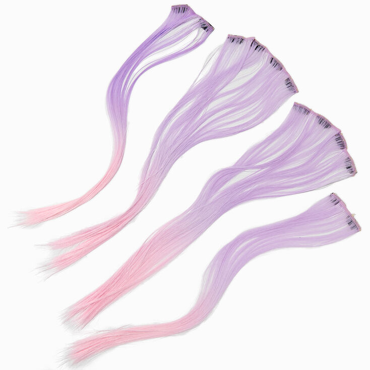 Purple &amp; Pink Ombr&eacute; Faux Hair Clip In Extensions - 4 Pack,