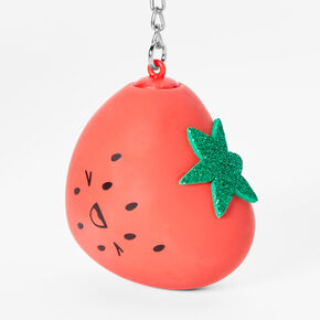 Red Strawberry Stress Ball Keychain,