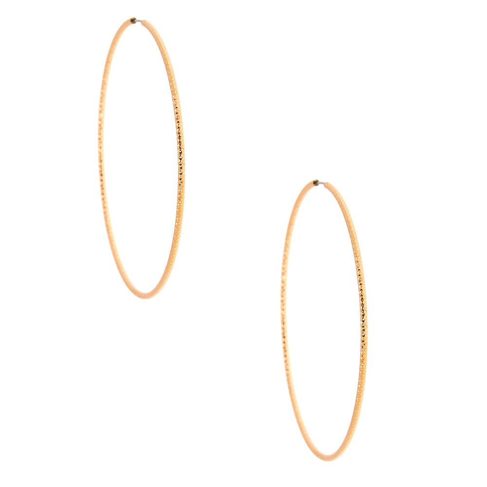 Gold 60MM Textured Hoop Earrings,