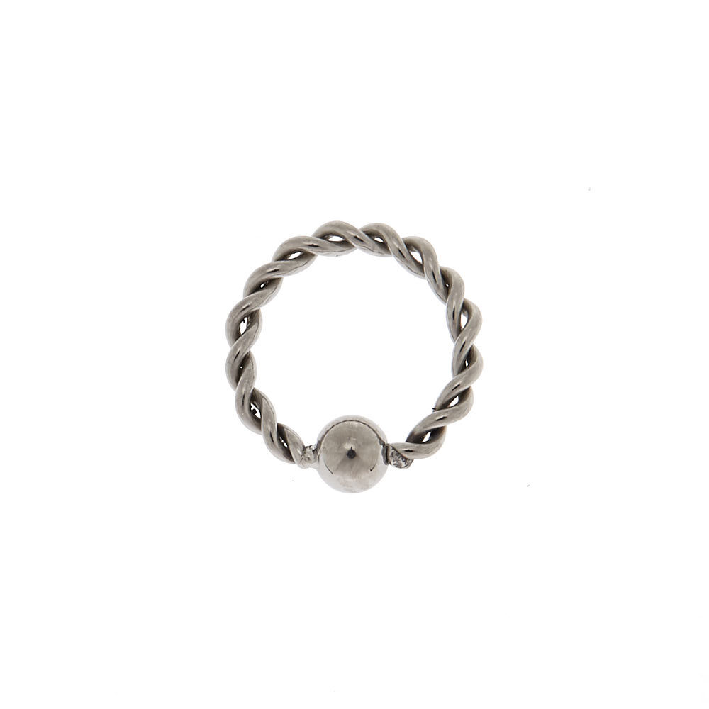 Silver 18G Titanium Twisted Ball Cartilage Hoop Earring,