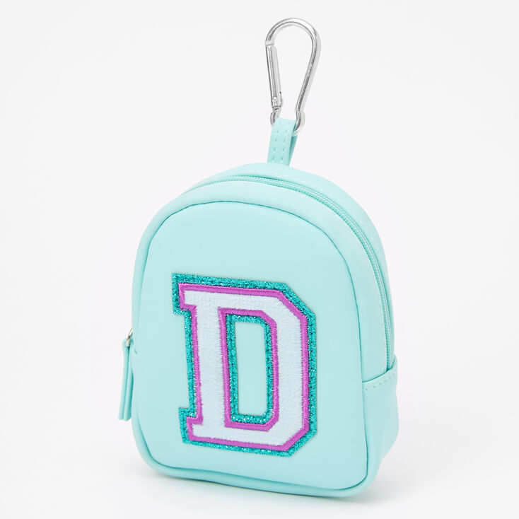 Mint Varsity Initial Mini Backpack Keychain - D,