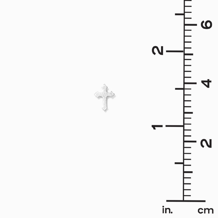 C LUXE by Claire&#39;s Silver-tone Titanium Cross Stud Earrings,