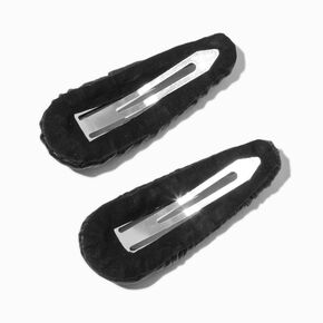 Black Puffy Snap Hair Clips - 2 Pack,