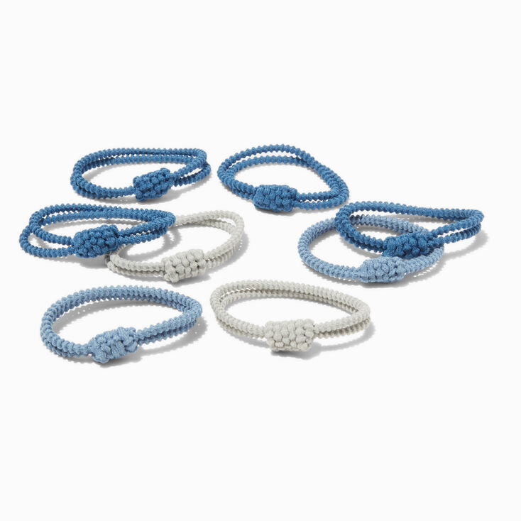 Blue Athletic Knit Hair Ties - 8 Pack,