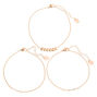 Rose Gold Pearl Leaf Chain Anklets - 3 Pack,