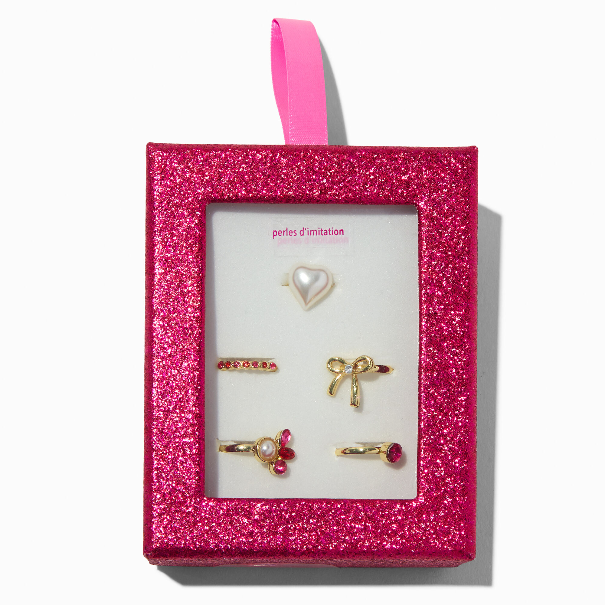 View Claires Club Holiday Box Rings 5 Pack Gold information