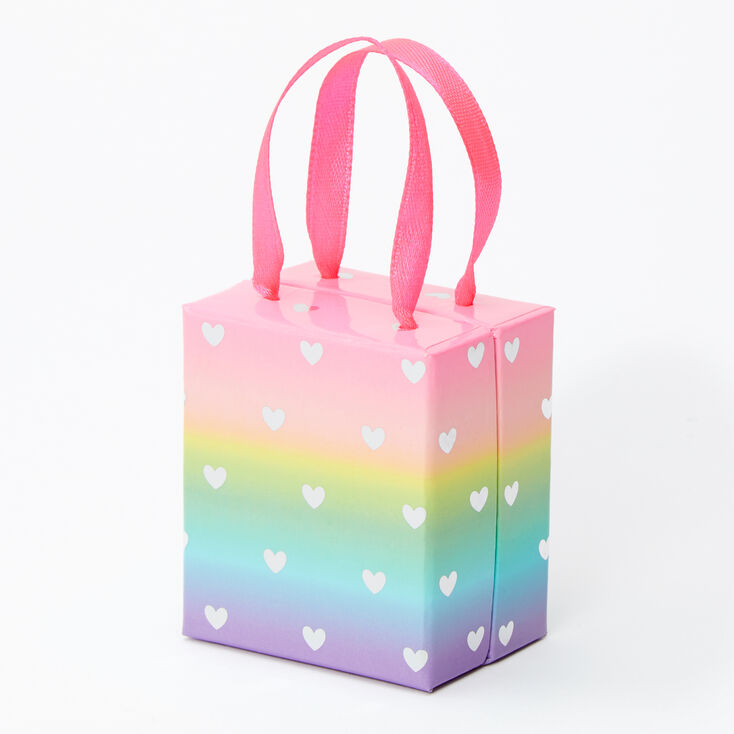 Claire's Petite boîte cadeau cœurs arc-en-ciel