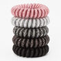 Glittery Multicolored Spiral Hair Ties -  5 Pack,