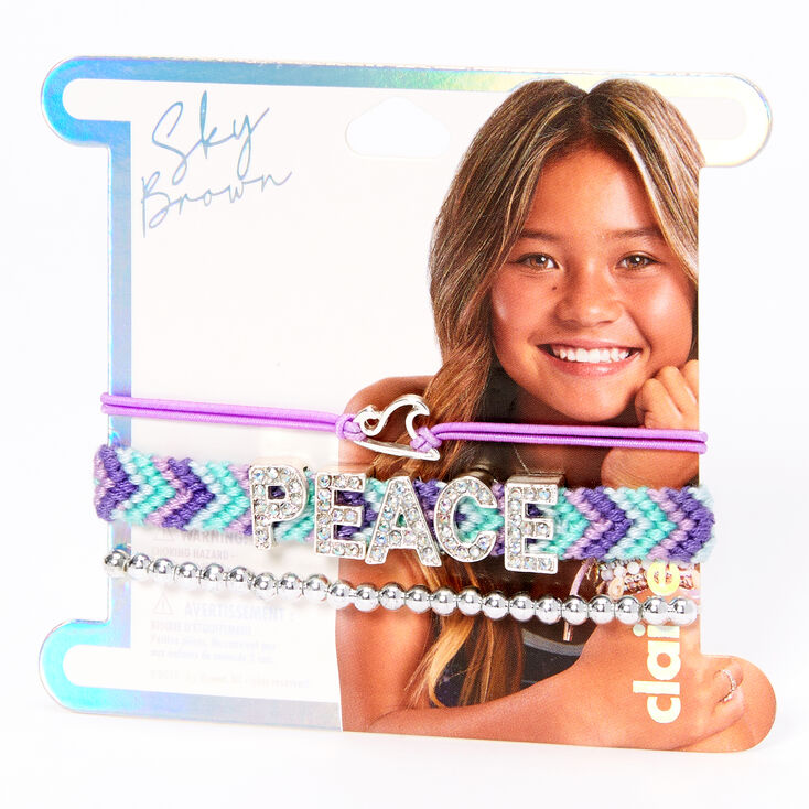 Sky Brown™ Peace Braided bracelets - Purple, 3 pack | Claire's