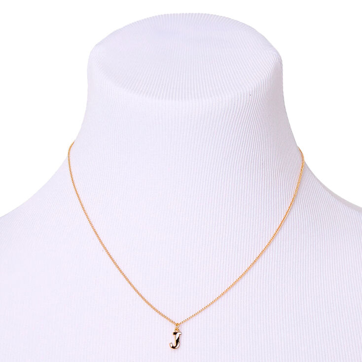 Gold Striped Initial Pendant Necklace - J,