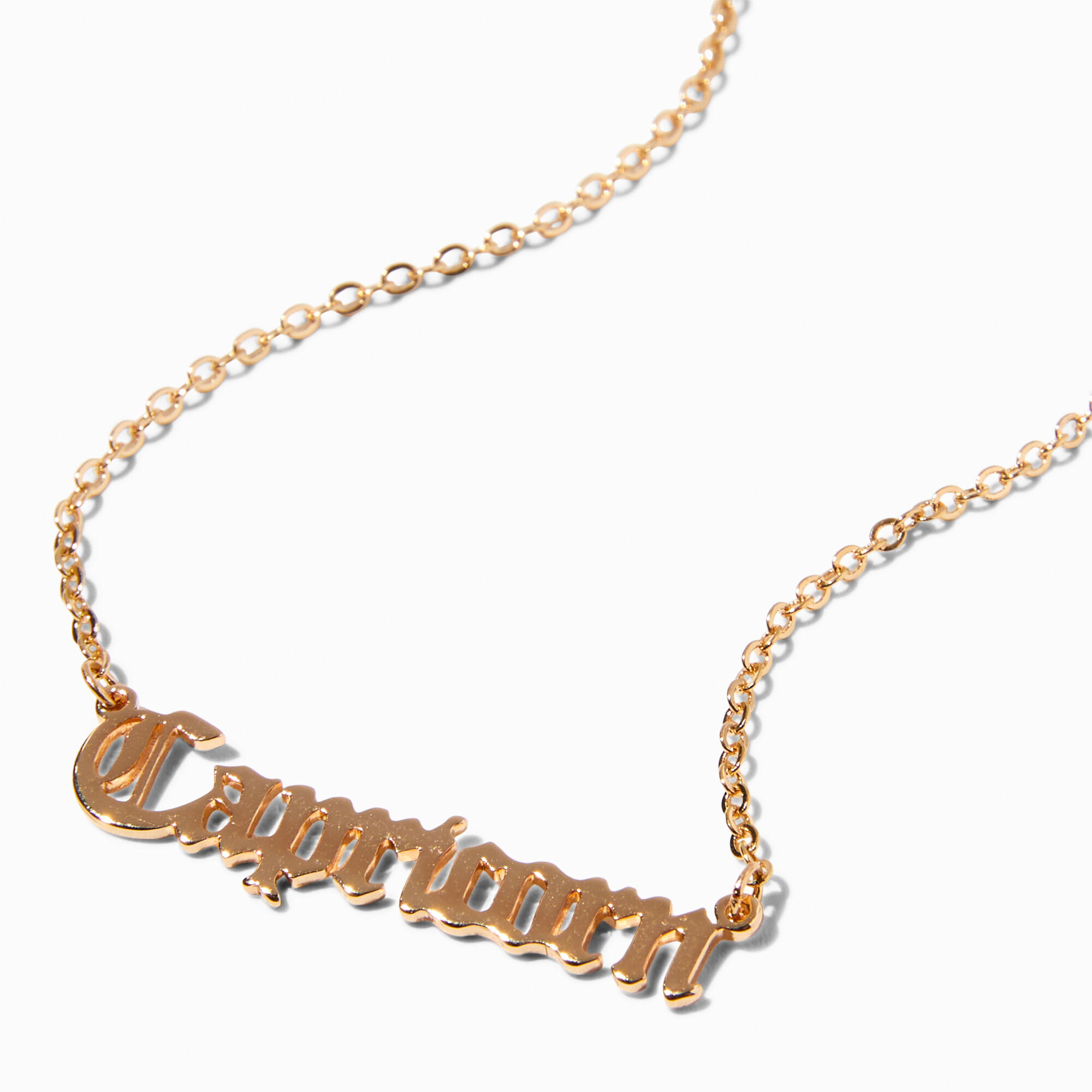 Gold Gothic Zodiac Pendant Necklace Capricorn Claire s US