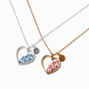 Best Friends Mixed Metal Half Rhinestone Heart Pendant Necklaces - 2 Pack,