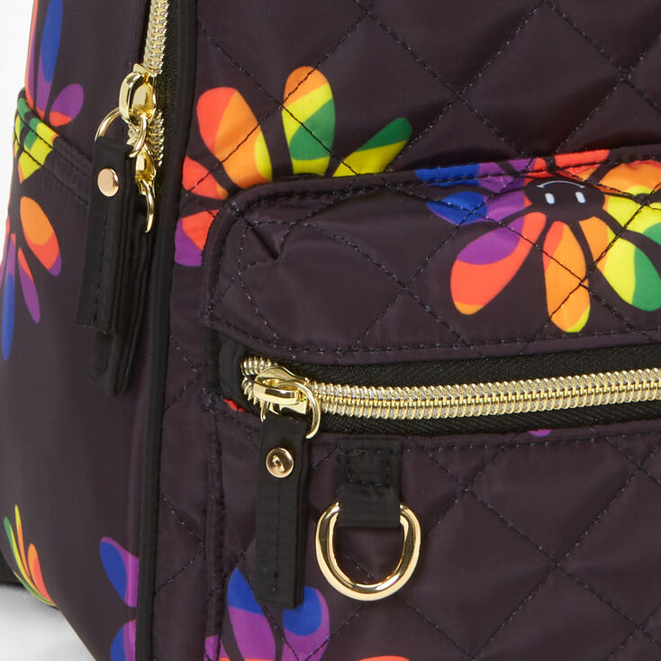 Rainbow Daisy Quilted Small Backpack,