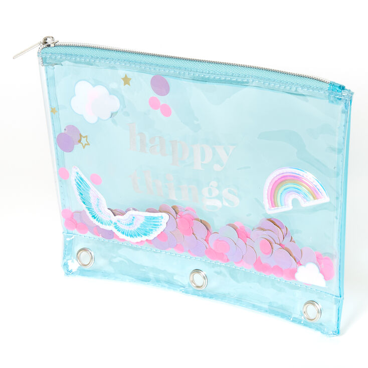 Happy Things Sequin Shaker Pencil Case - Turquoise,