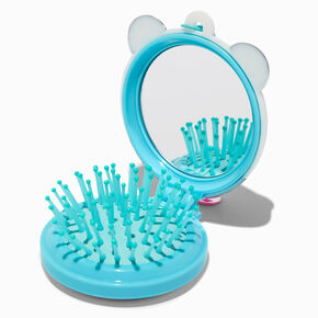 Panda Boba Tea Pop-Up Hair Brush &amp; Lip Gloss Keyring,