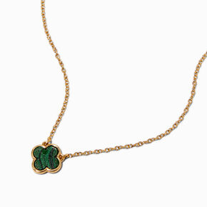 Green Enamel Clover Pendant Necklace,