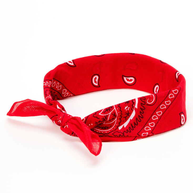 Bandeau bandana soyeux motif cachemire - Rouge,