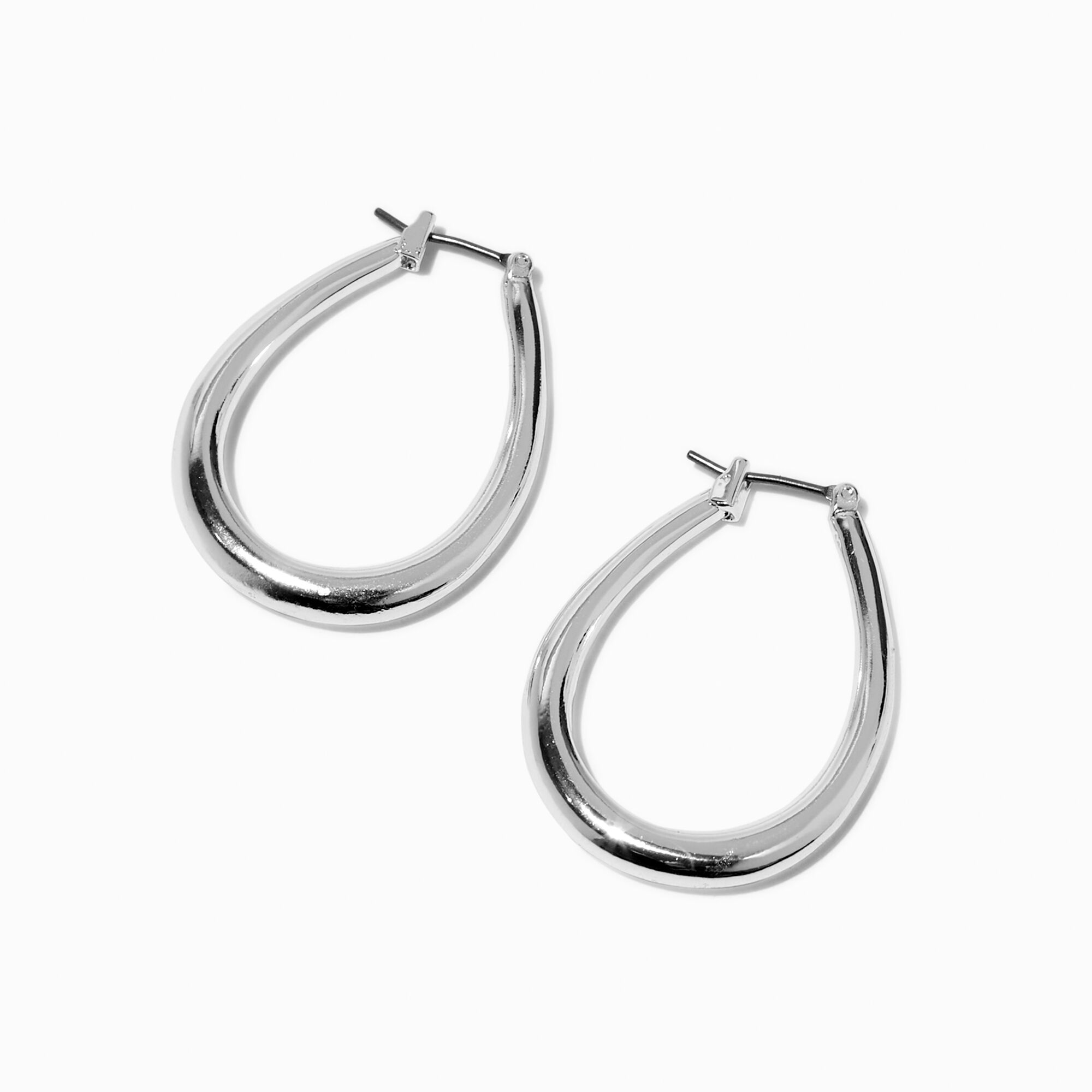 View Claires Tone 20MM Oval Hoop Earrings Silver information