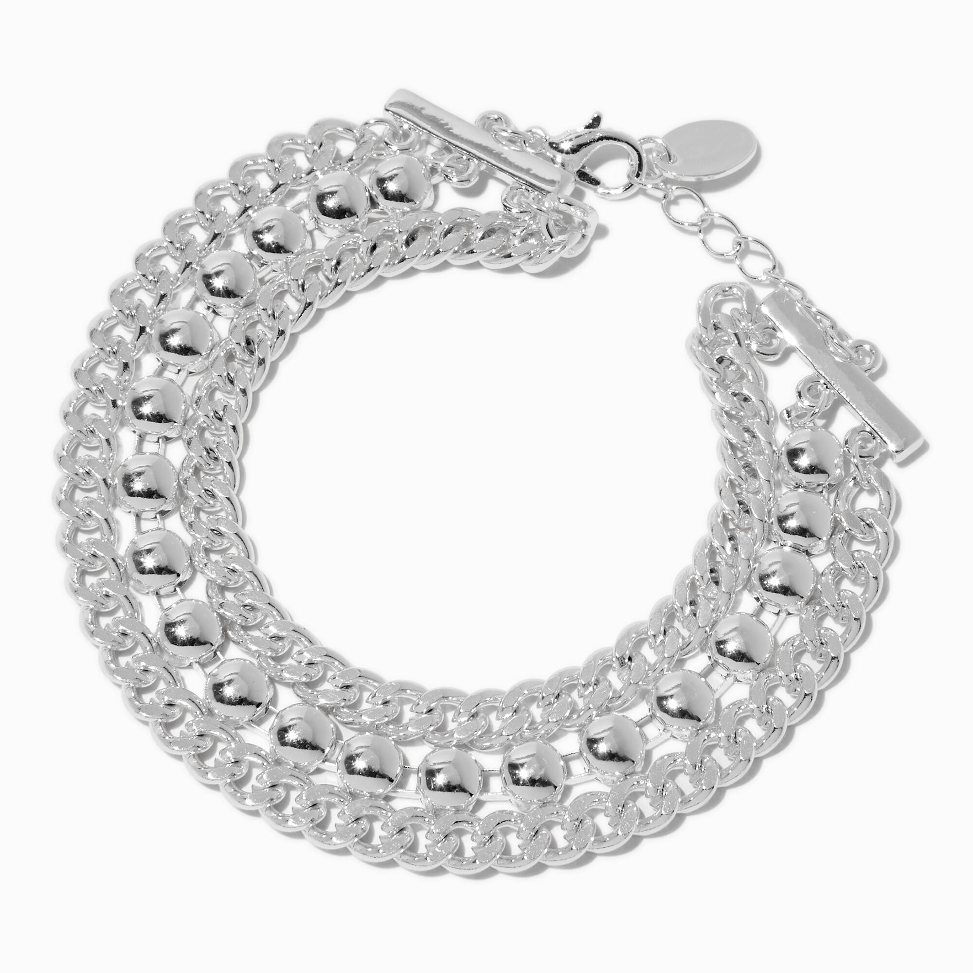 View Claires Tone Pyramid Chain MultiStrand Bracelet Silver information