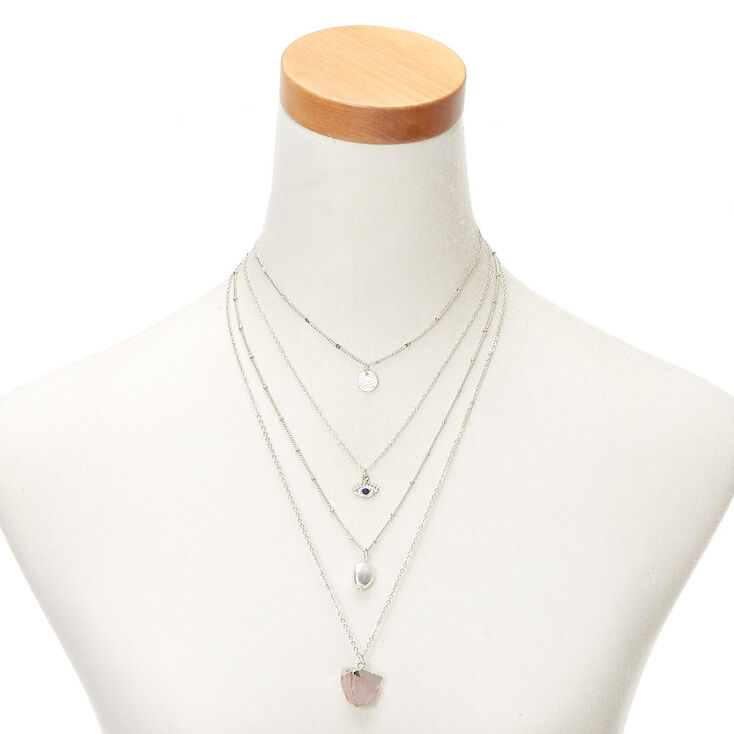 Mystical Stone Multi Strand Choker Necklace,