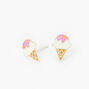 Sterling Silver Ice Cream Cone Stud Earrings,