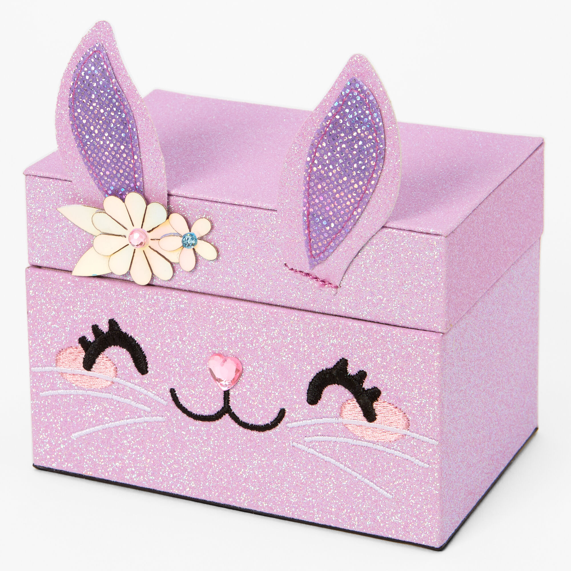 Claire's Boîte à bijoux lapin à paillettes violettes Claire's Club