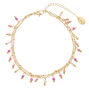Pink &amp; White Double Layer Beaded Anklet,