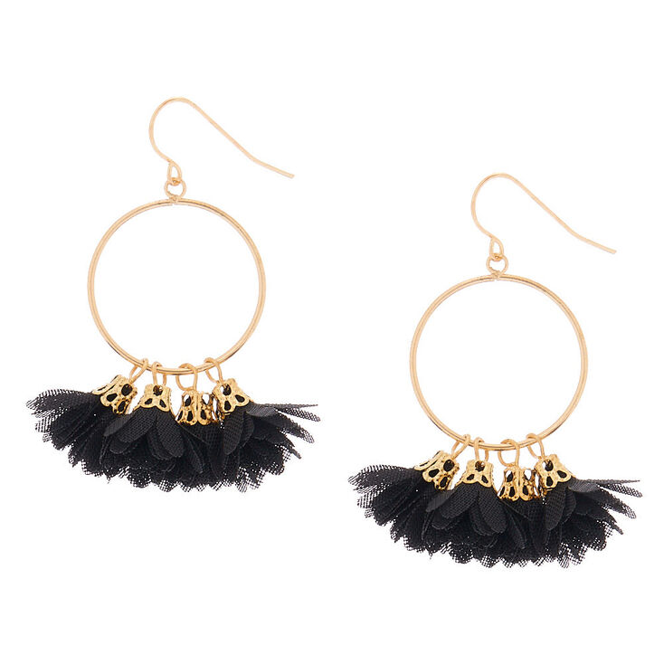 Claire's Pendantes couleur doré avec pompons noires de 3,8 cm