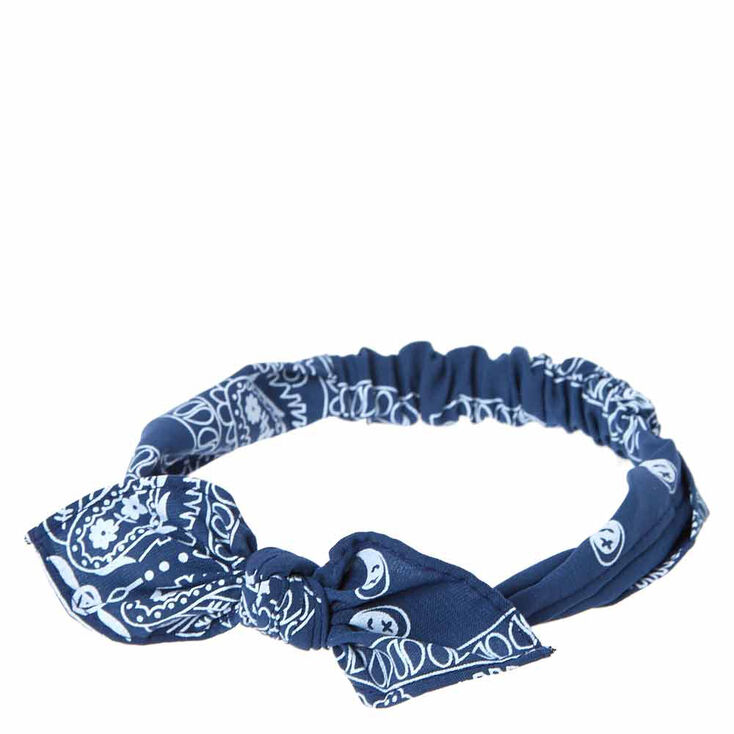 Claire's Bandeau à noeud style bandana à imprimé cachemire bleu marine pour enfants