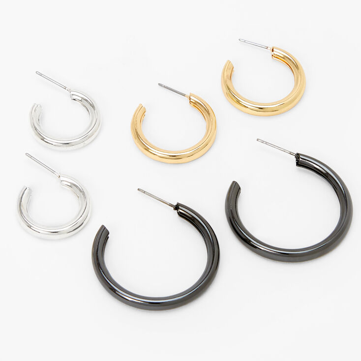 Mixed Metal 20MM Hoop Earrings - 3 Pack,