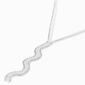 Silver Crystal &amp; Pearl Y-Neck Necklace,